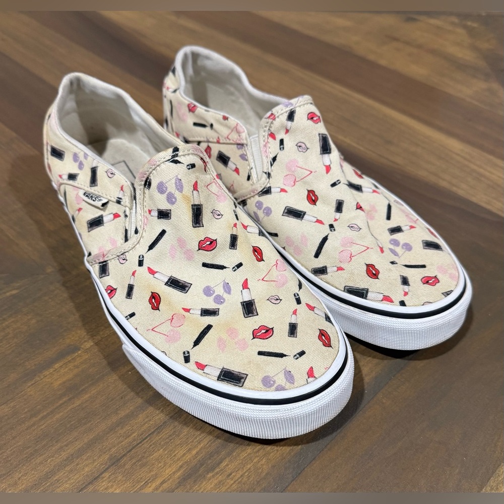 Vans Asher Shoes Women’s Size 8 Makeup Cherries Print Slip-on Sneakers